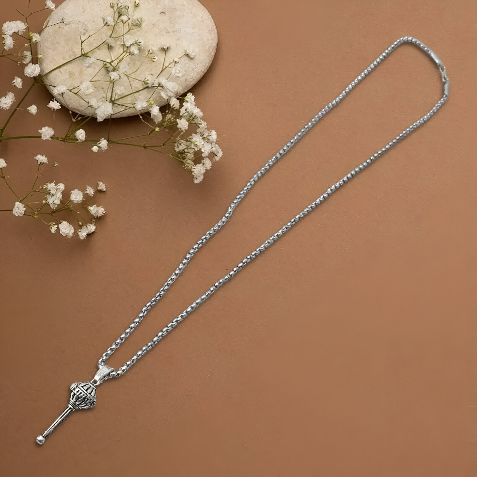 Silver Chain with Gada Pendant