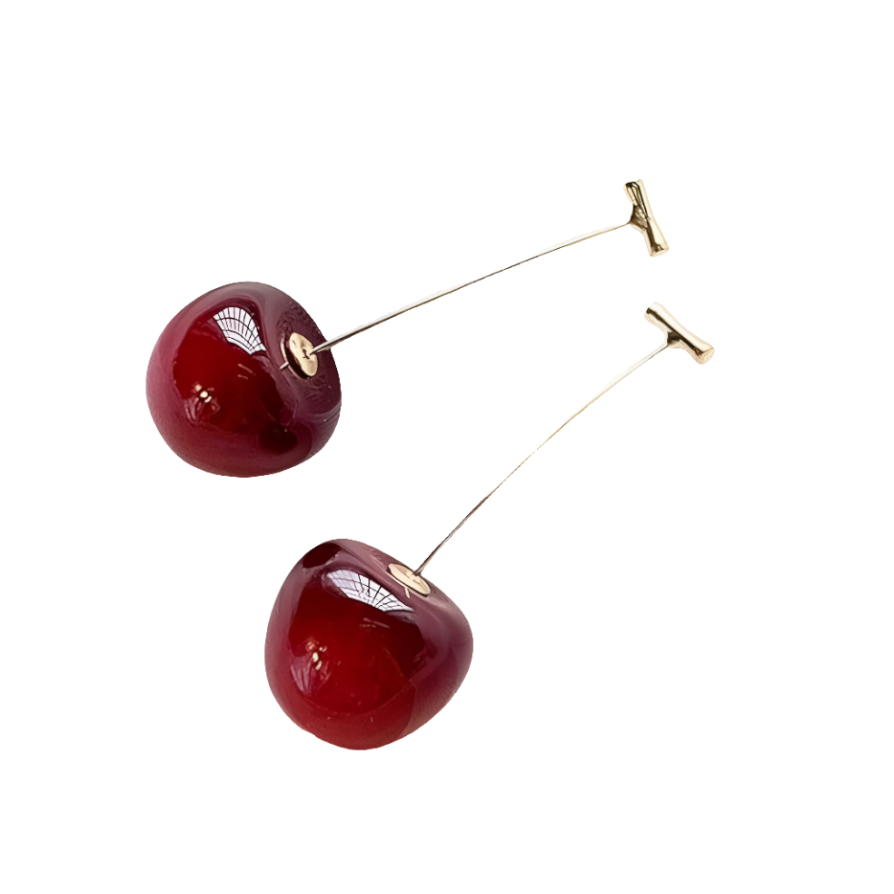 3D Red Cherry dangle Earrings