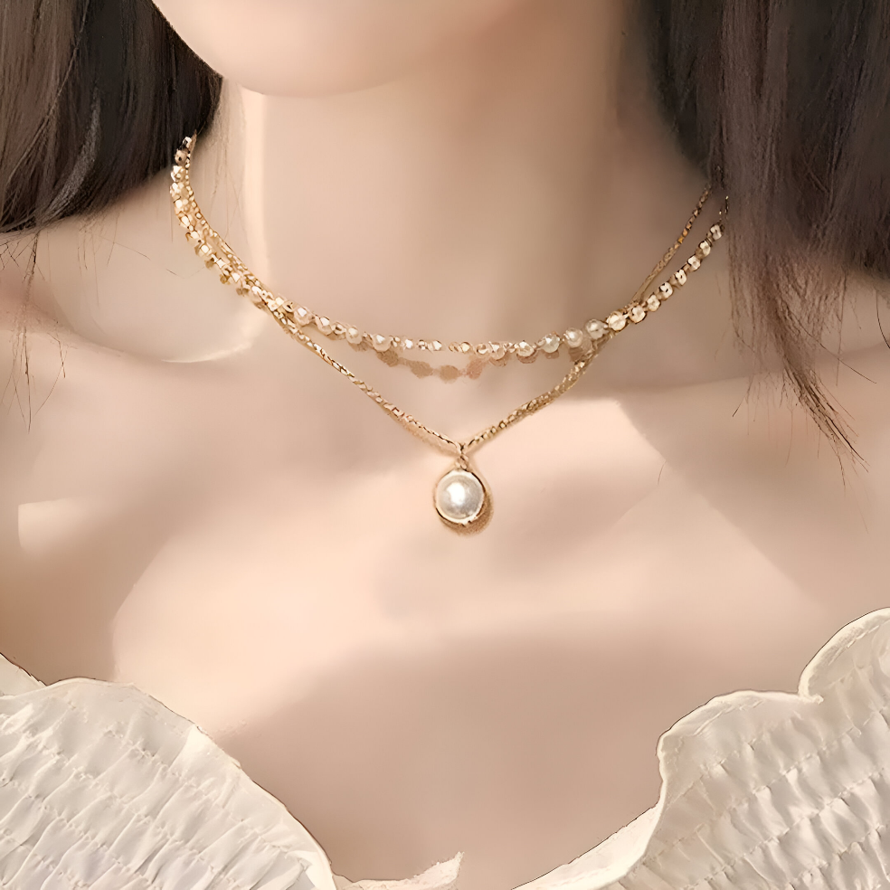 Pearl double Chain Necklace