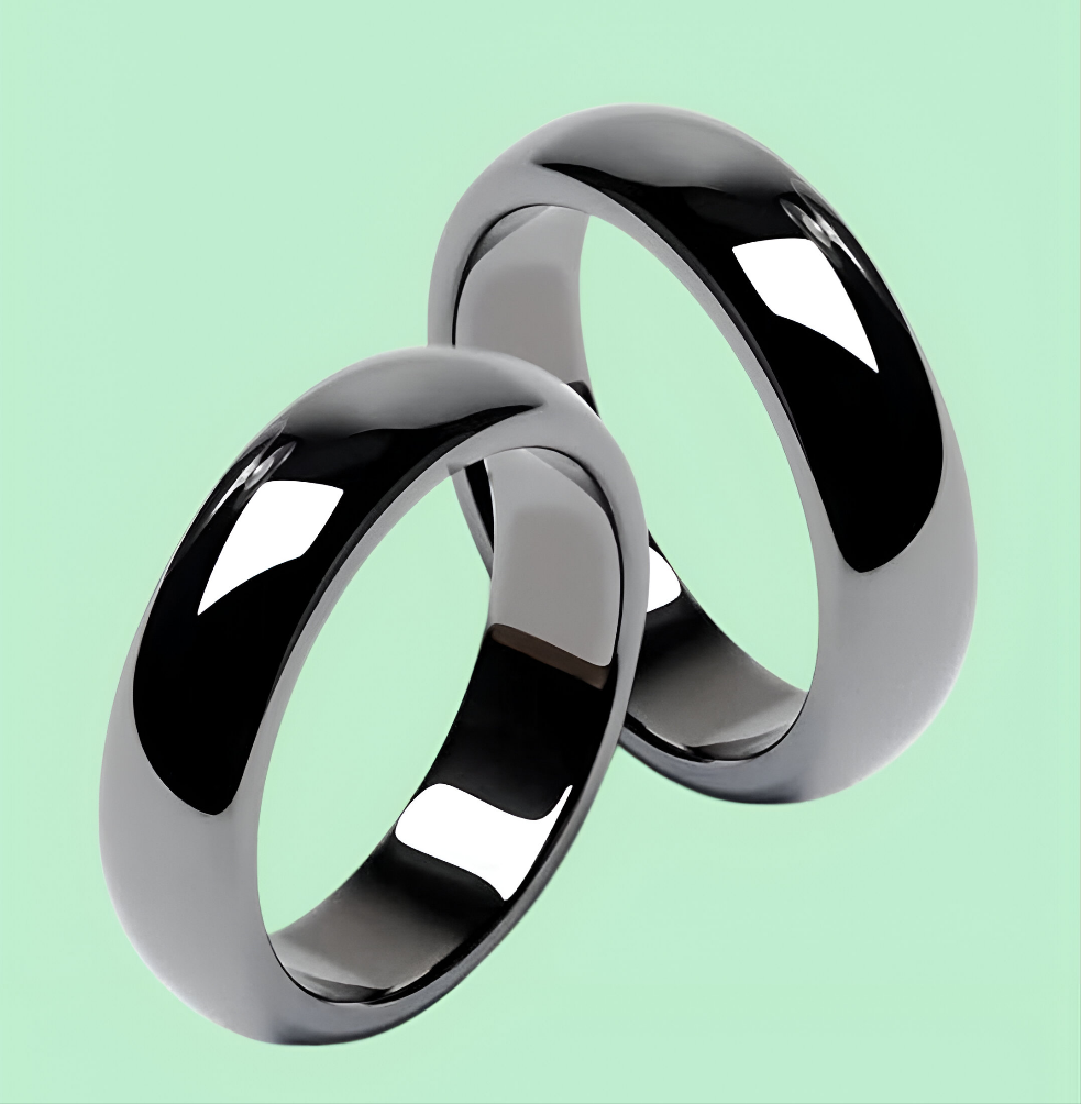 Rings for Women Men Unisex Black Rings Anxiety Balance Stone