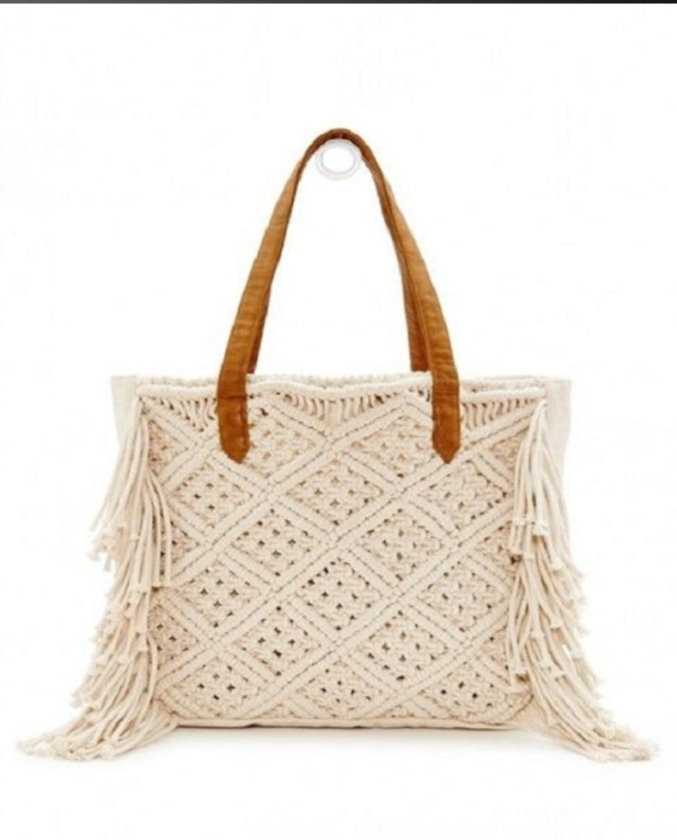 Belle Mode Macrame Sling Bag Boho Tote, Fancy Shoulder Purse for Women
