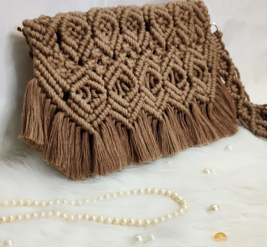 Belle Mode Macrame Sling Bag Boho Tote, Fancy Shoulder Purse for Women