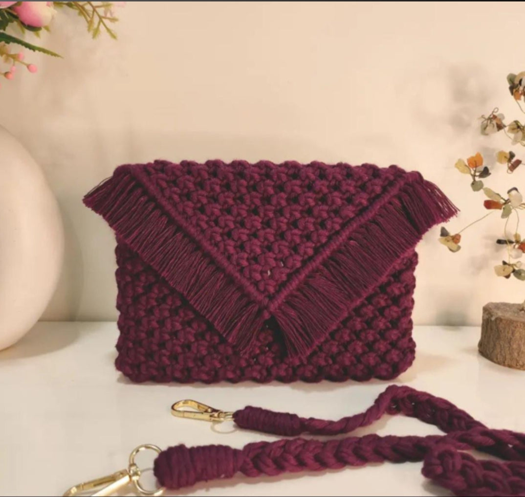 Belle Mode Macrame Sling Bag Boho Tote, Fancy Shoulder Purse for Women
