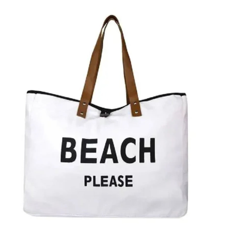 Belle Mode Beach Please Bag with Leather Handle, Extra Large Waterproof Beach Bag for Women