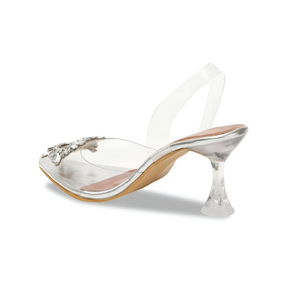 Kaavi OraStep Silver Brown Heel Sandles For Women