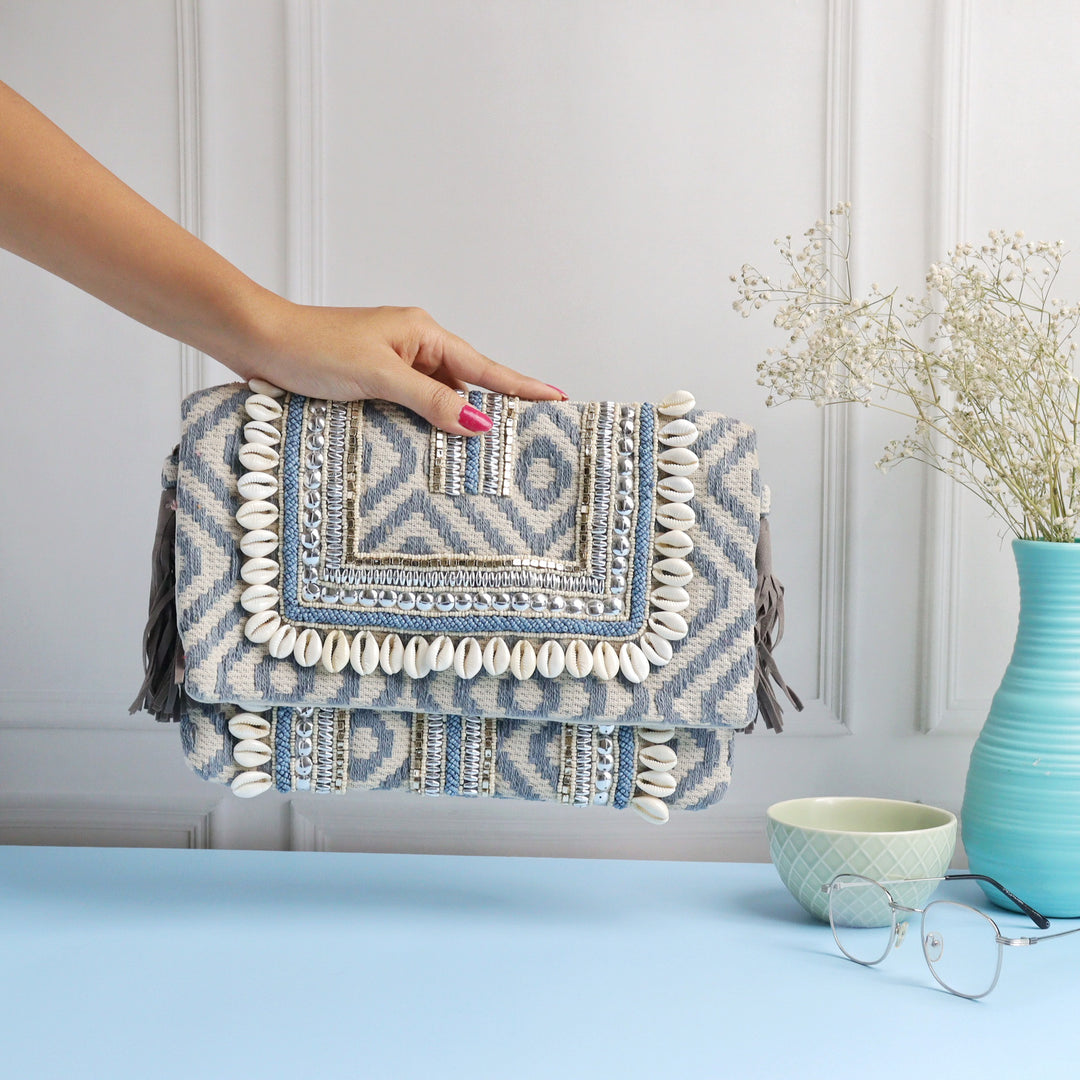 Belle mode Handcrafted Canvas Shoulder Bag Clutch for Women