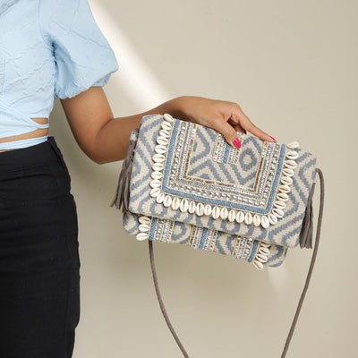 Belle mode Handcrafted Canvas Shoulder Bag Clutch for Women