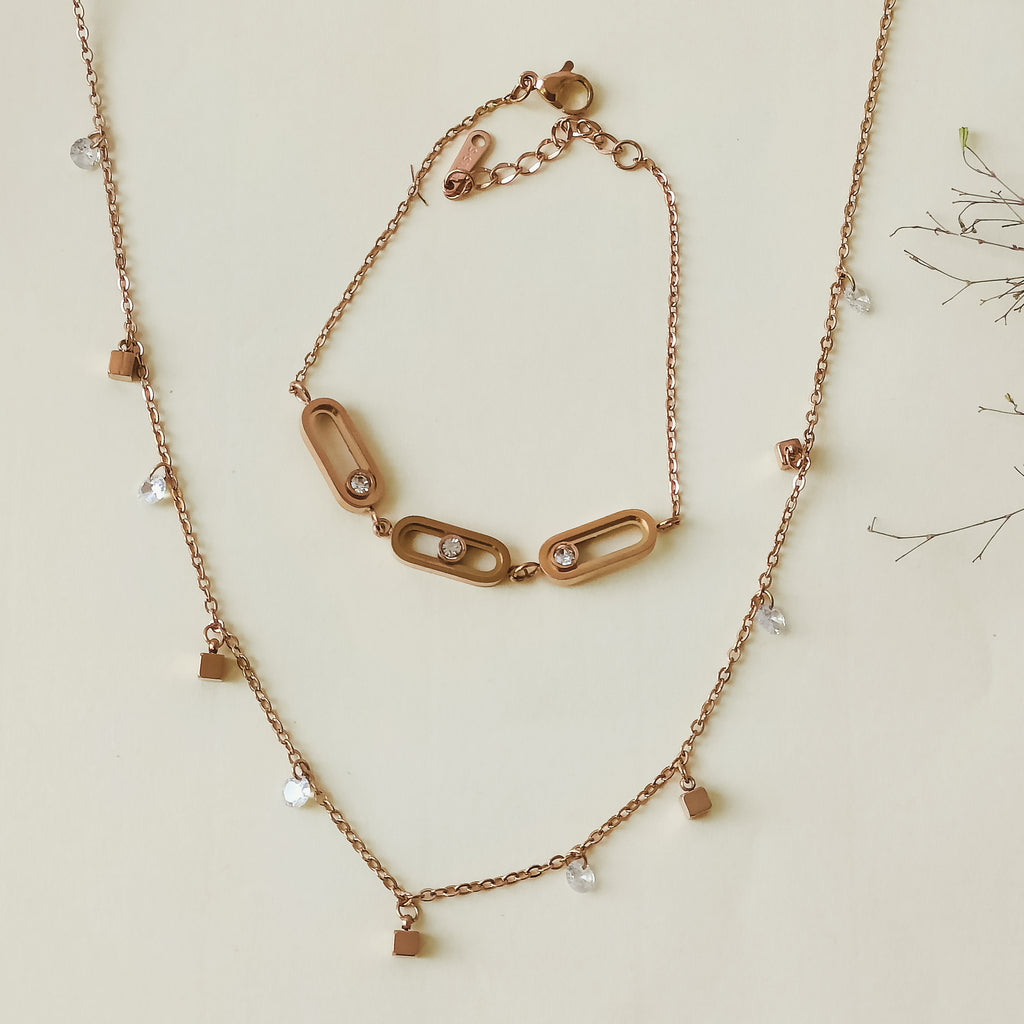 Oryn Duo Necklace  And  Braclet Set