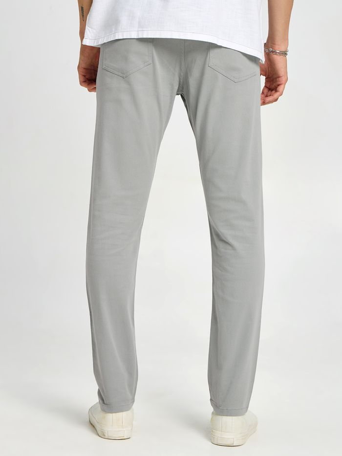 Men's Elephant Grey Regular Fit Cotton Trousers – Stylish Everyday Wear