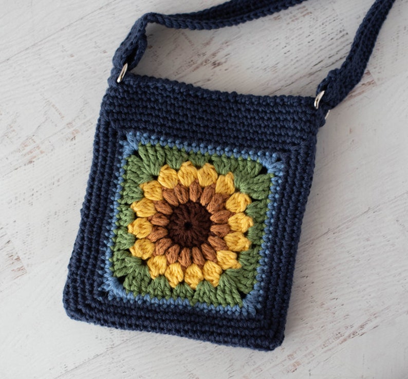 Belle Mode Handmade Crochet Cotton Sunflower Shoulder Bag