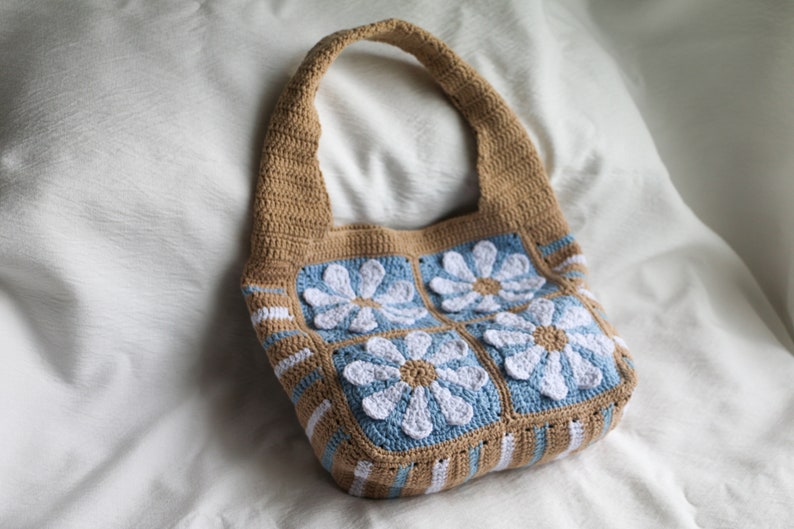 Belle Mode Tote Bag,Granny Square Design,Flower Shoulder Bag for Women