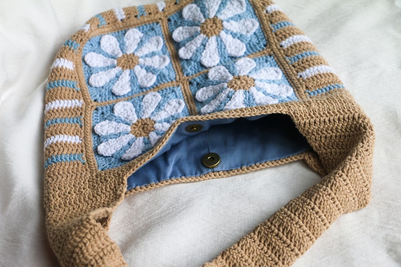 Belle Mode Tote Bag,Granny Square Design,Flower Shoulder Bag for Women