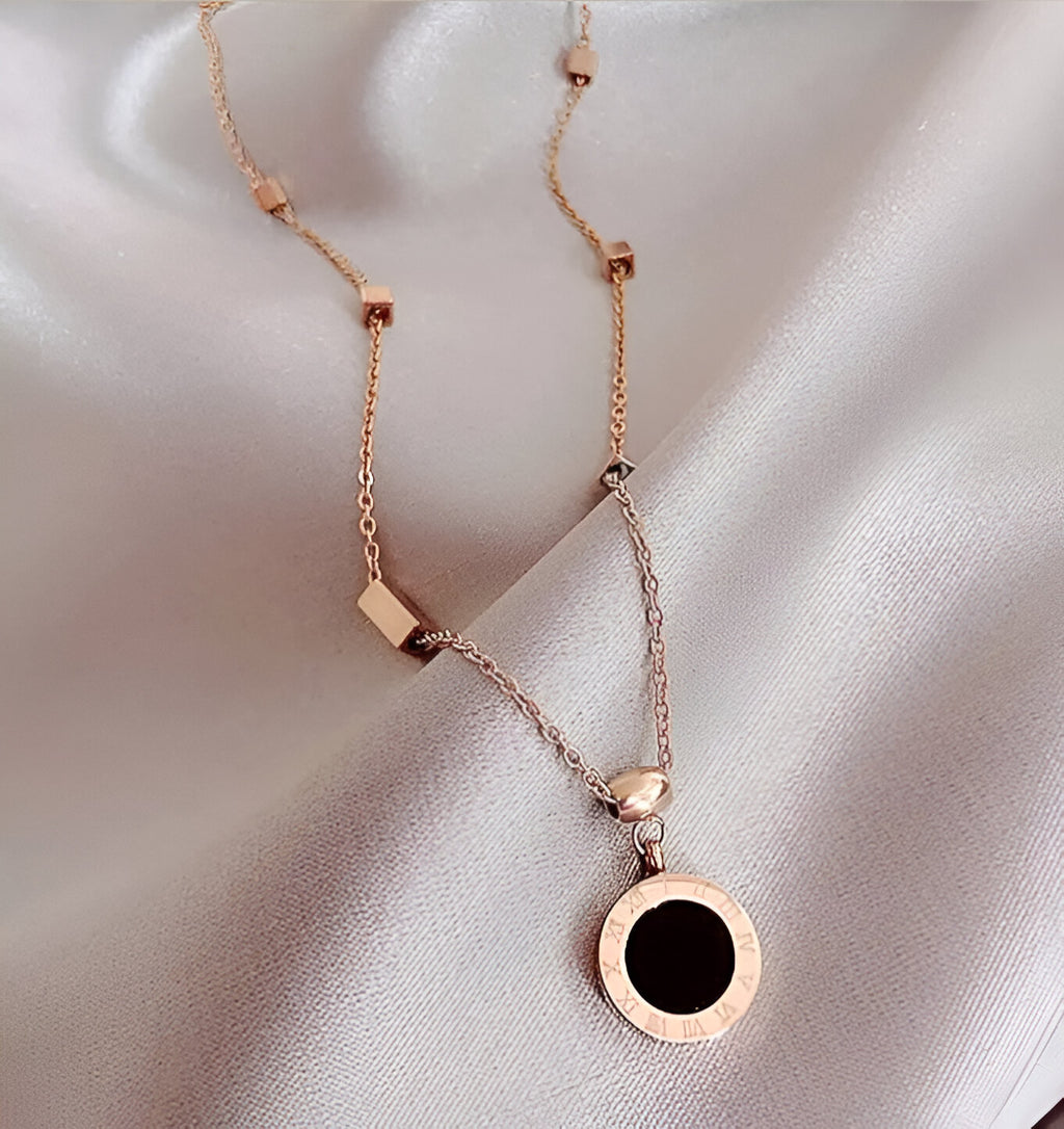 Rose Gold-Plated Stainless Steel Round Necklace