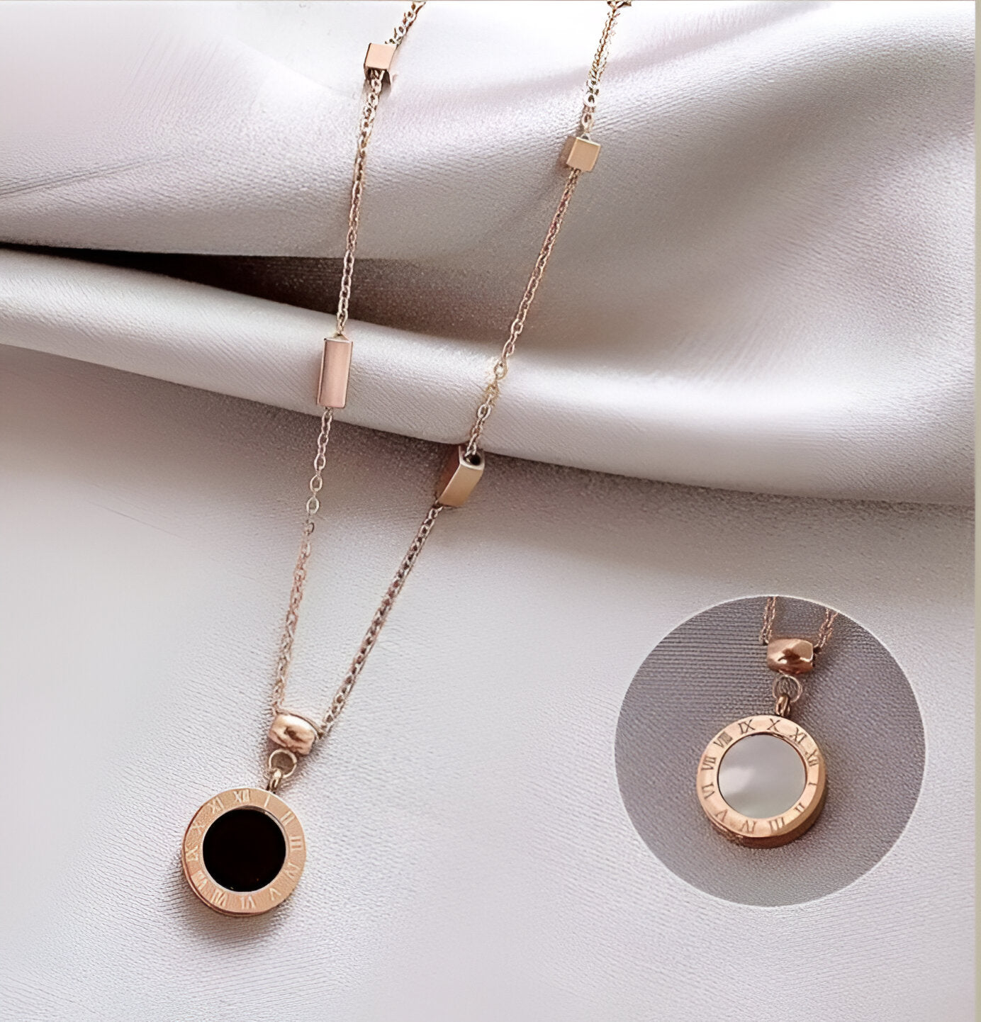 Rose Gold-Plated Stainless Steel Round Necklace