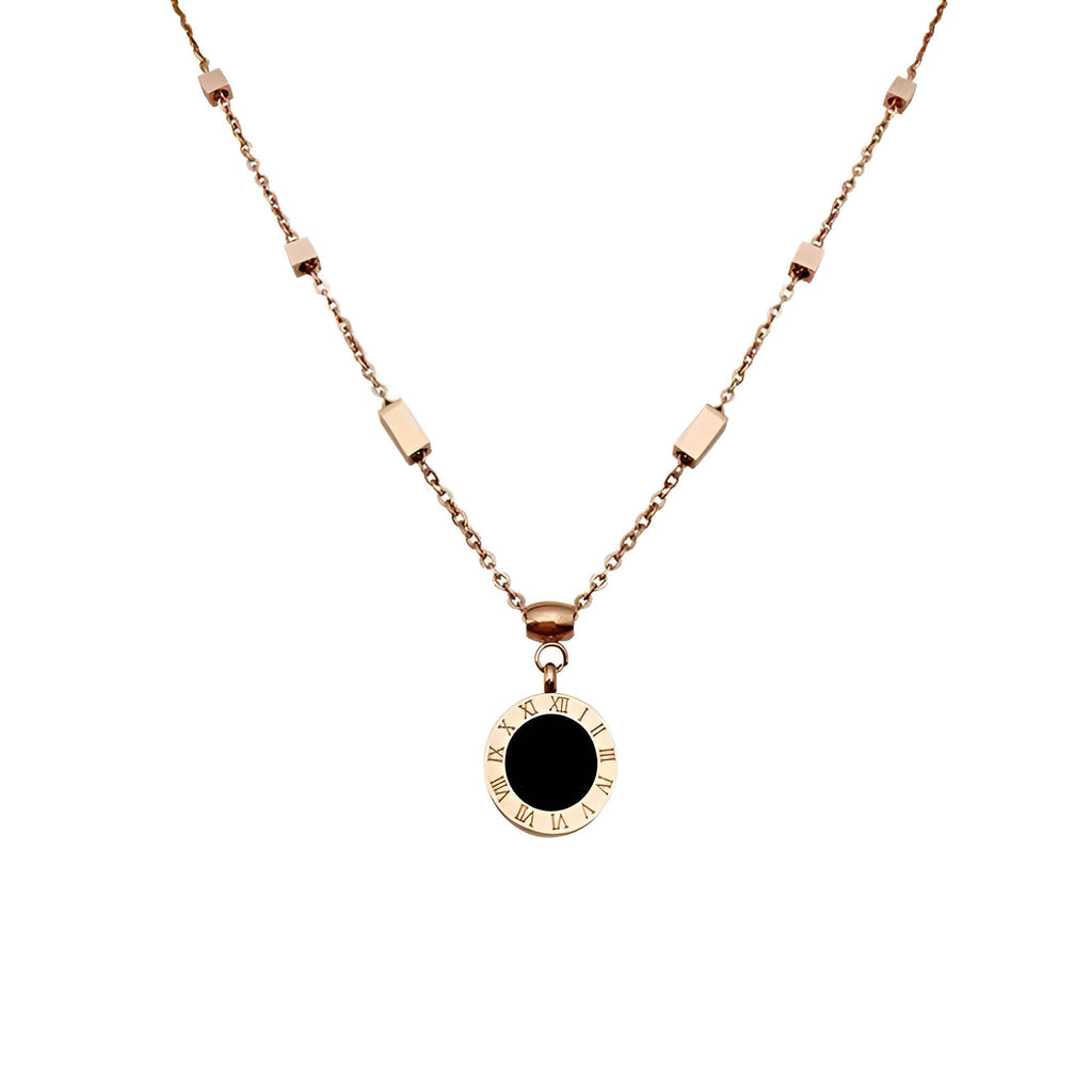 Rose Gold-Plated Stainless Steel Round Necklace