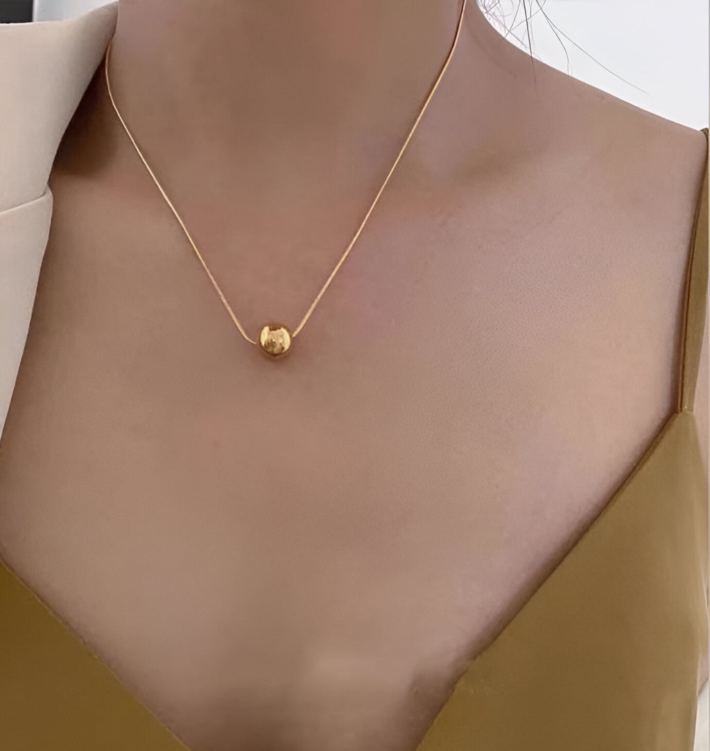 Simple Ball Pendant Stainless Steel Necklace