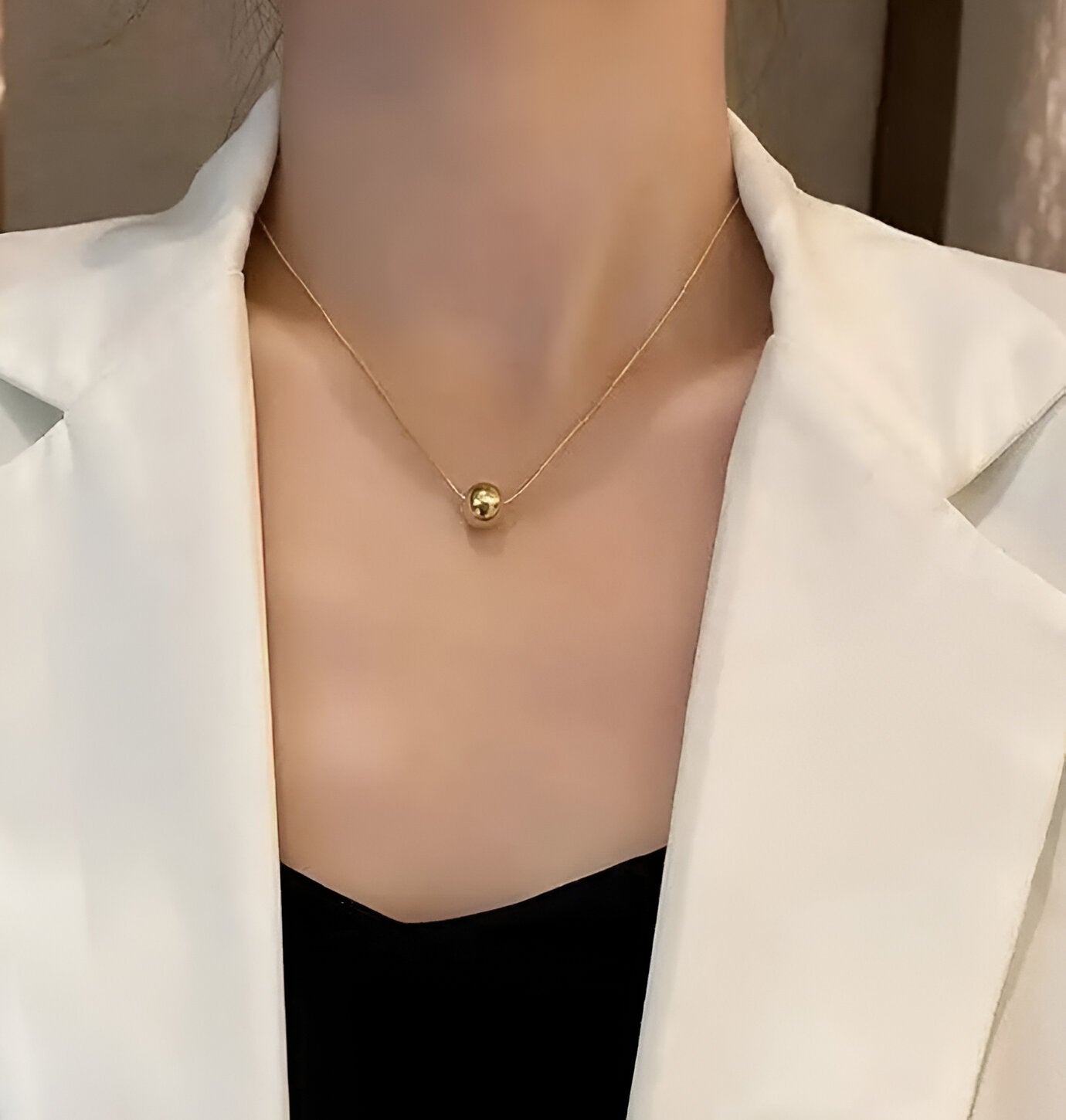 Simple Ball Pendant Stainless Steel Necklace