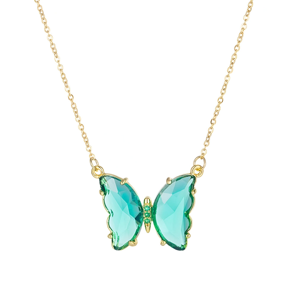 ELYS Blue Crystal Butterfly Pendant Necklace