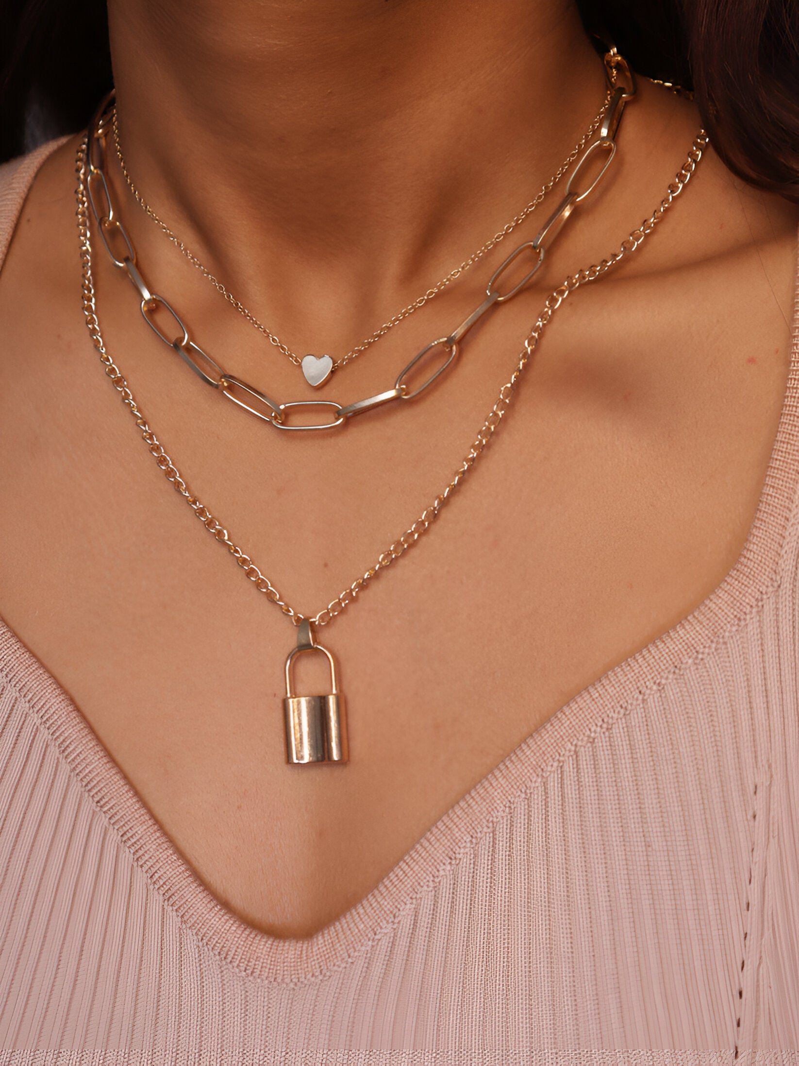 Silver Plated Three layered Necklace