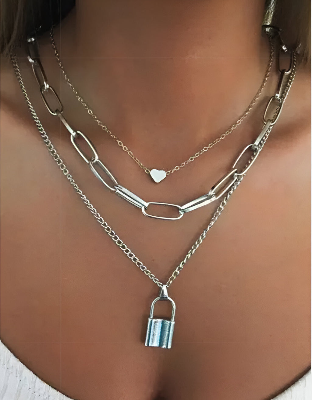 Silver Plated Three layered Necklace