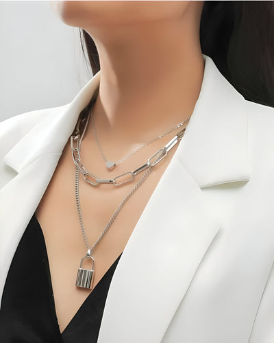 Silver Plated Three layered Necklace