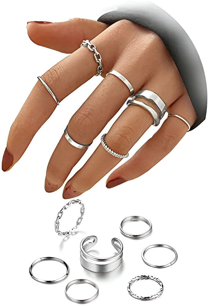 Silver Plated Ring Set (7 Pcs)