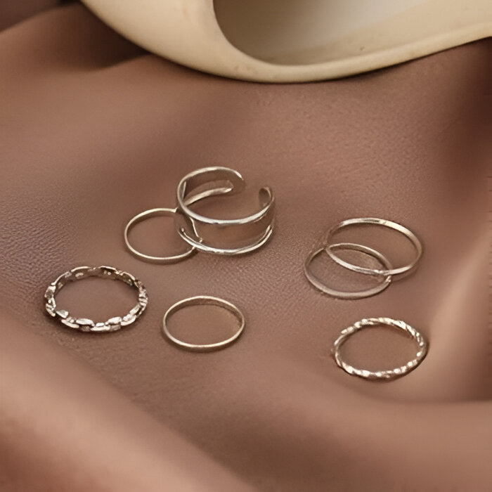 Silver Plated Ring Set (7 Pcs)
