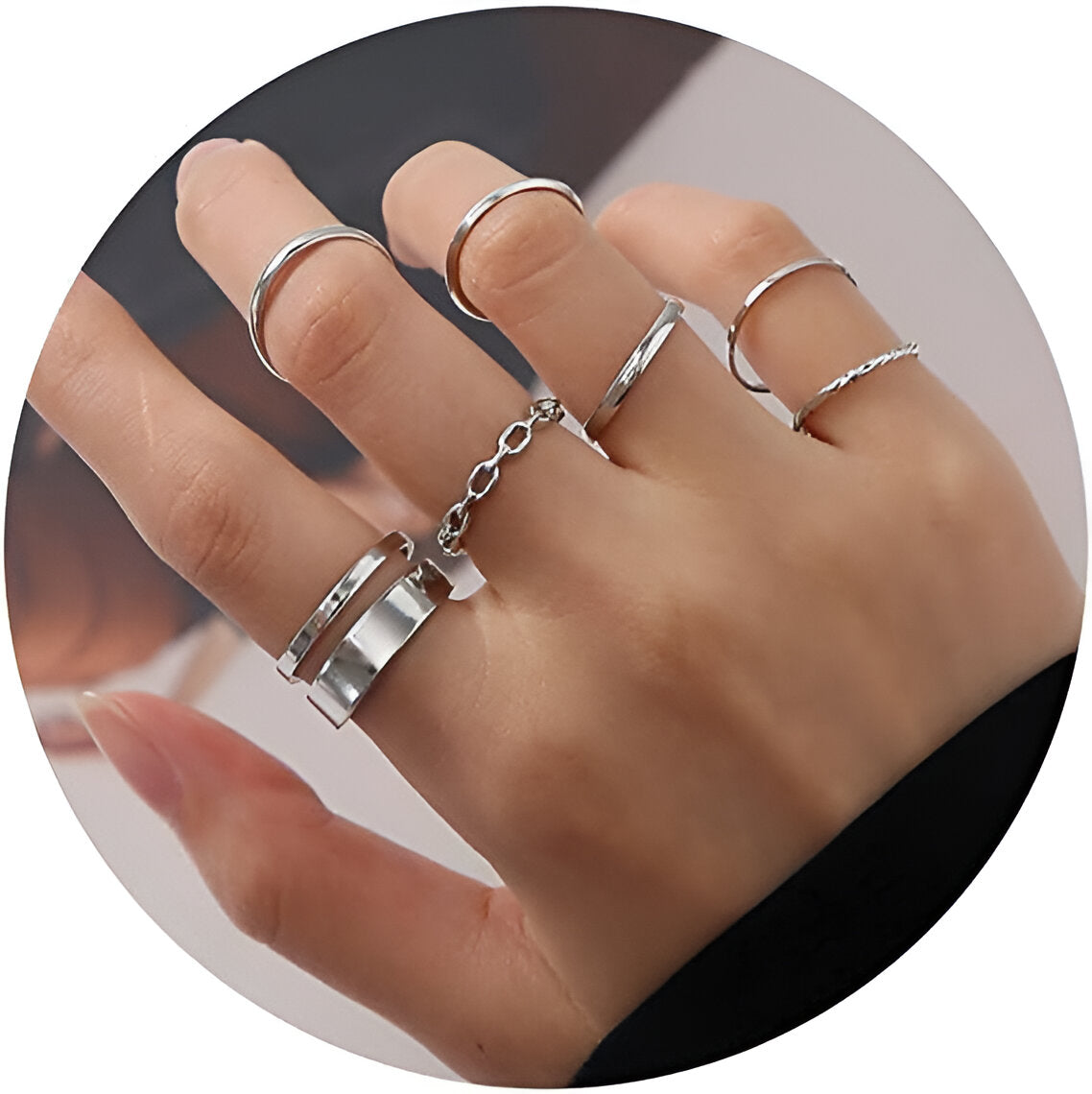 Silver Plated Ring Set (7 Pcs)