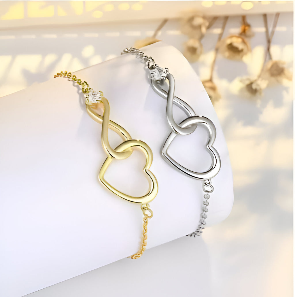 Golden Heart-Shaped Zirconia Bracelet