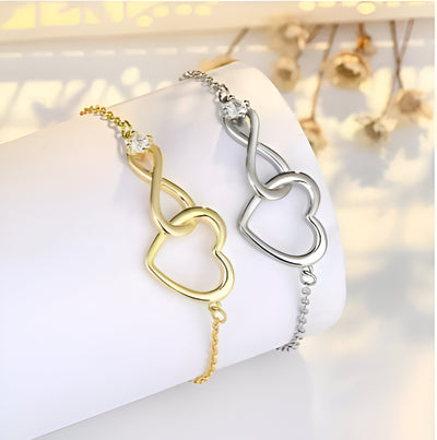 Golden Heart-Shaped Zirconia Bracelet