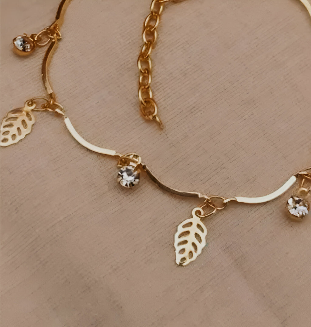 Leaf Stone Gold Plated Bracelets