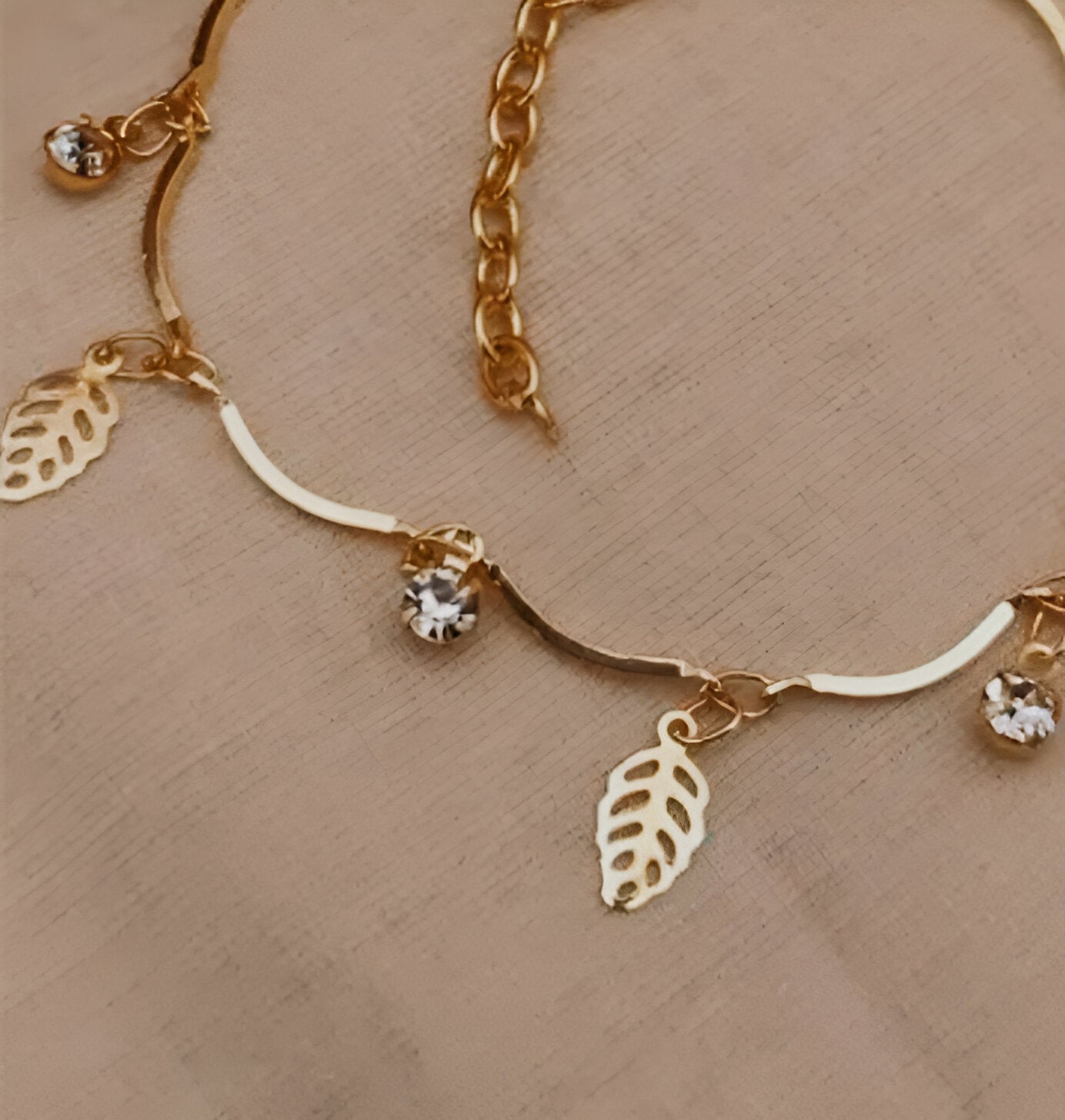 Leaf Stone Gold Plated Bracelets