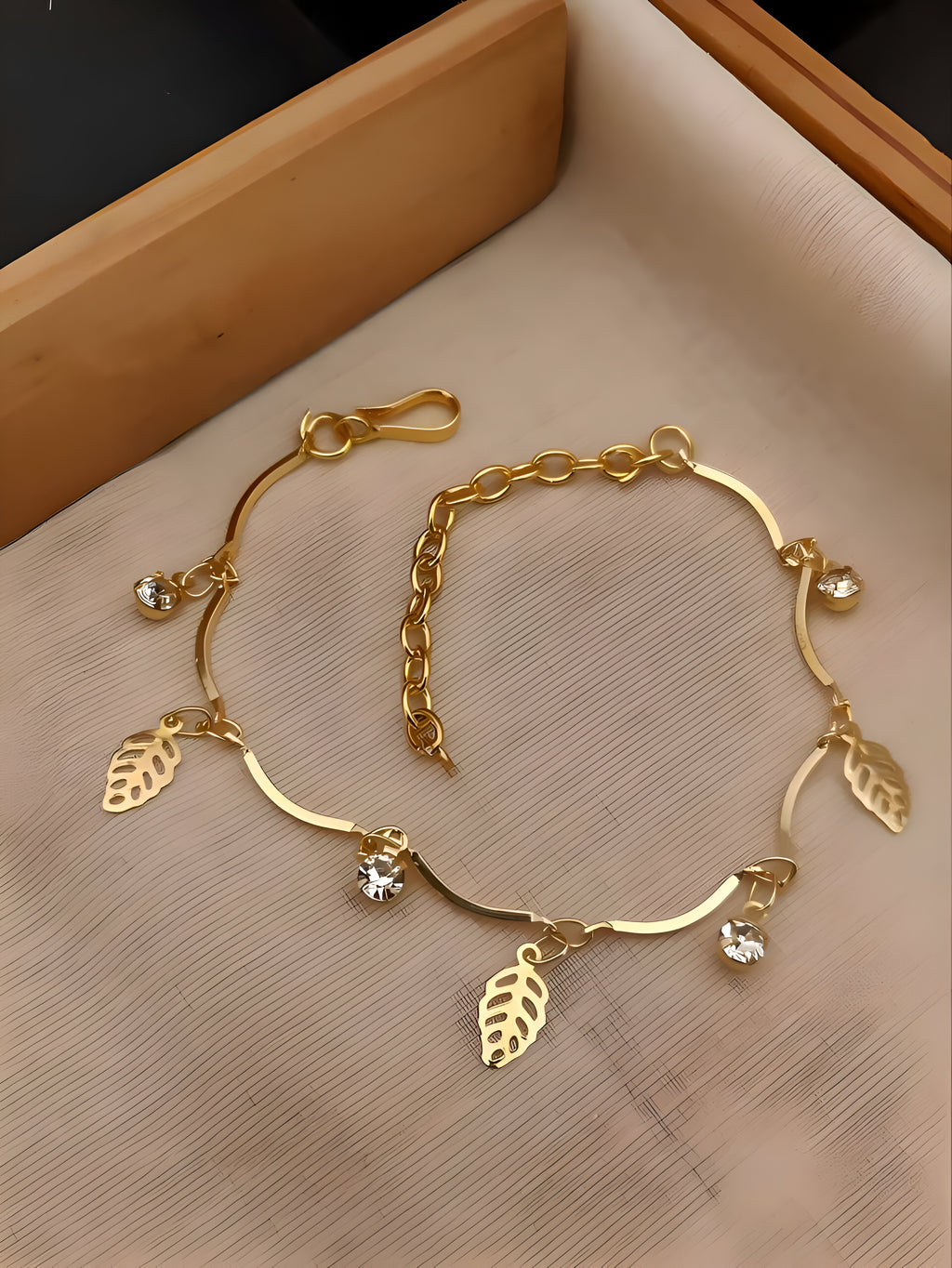 Leaf Stone Gold Plated Bracelets