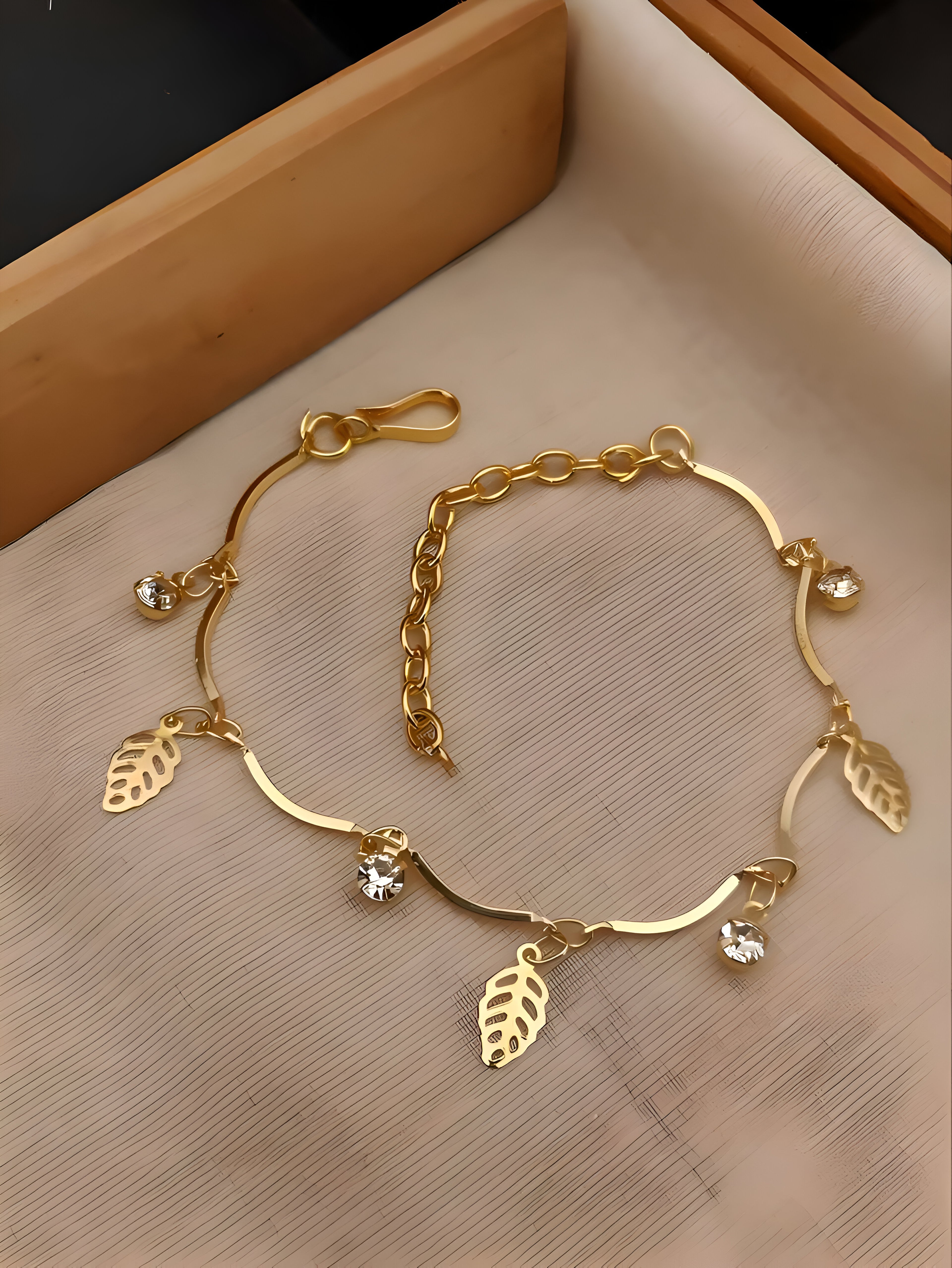 Leaf Stone Gold Plated Bracelets