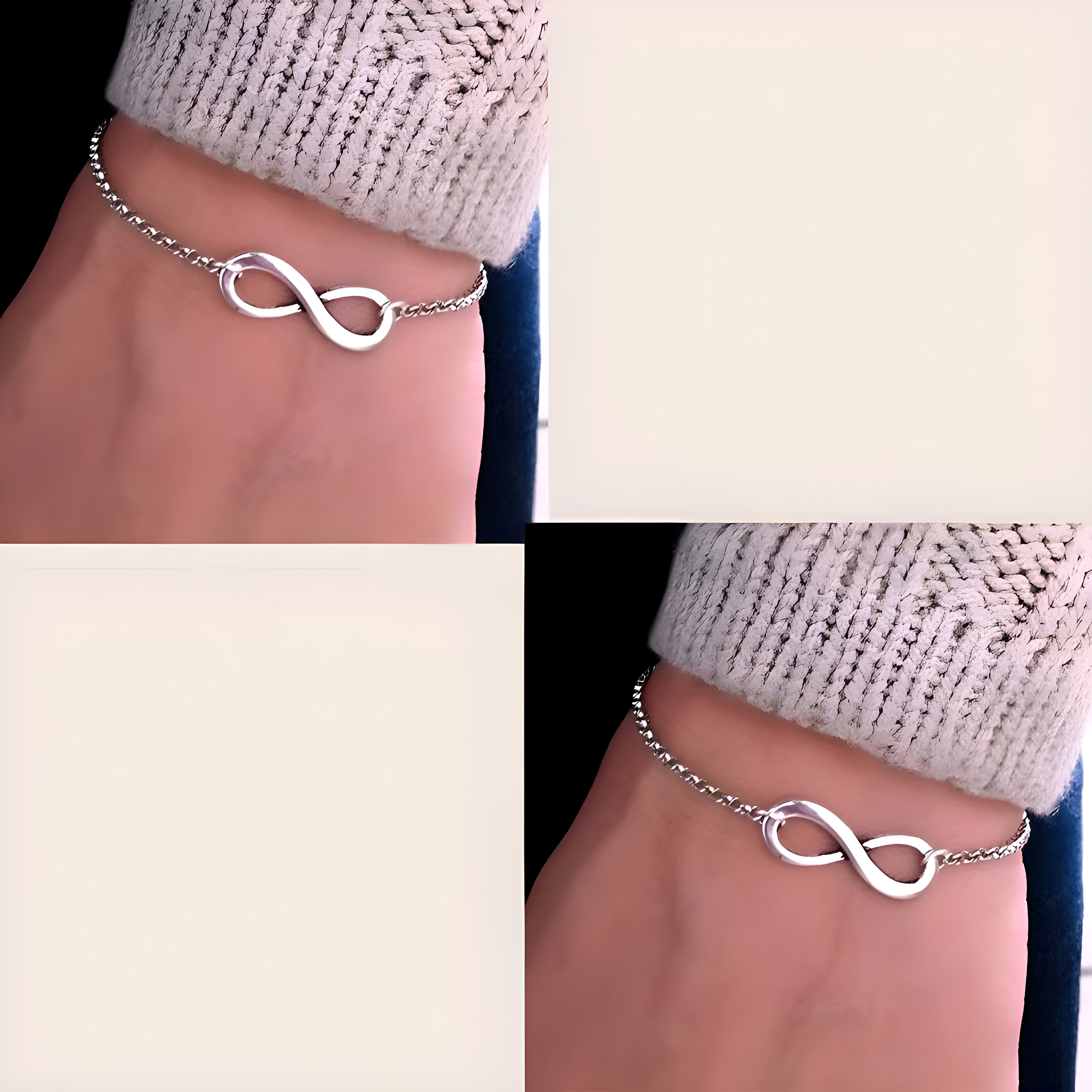 Pack of 2 Silver-Plated Infinity Bracelets for Men & Women