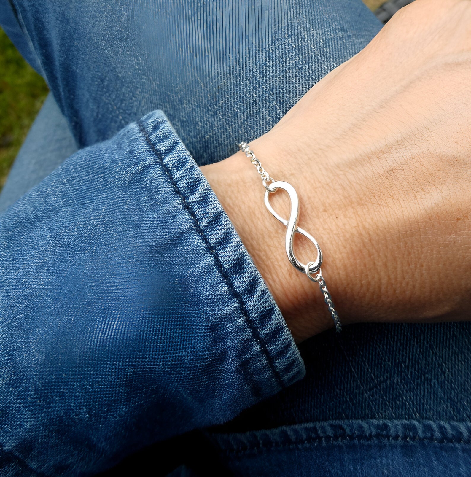 Pack of 2 Silver-Plated Infinity Bracelets for Men & Women