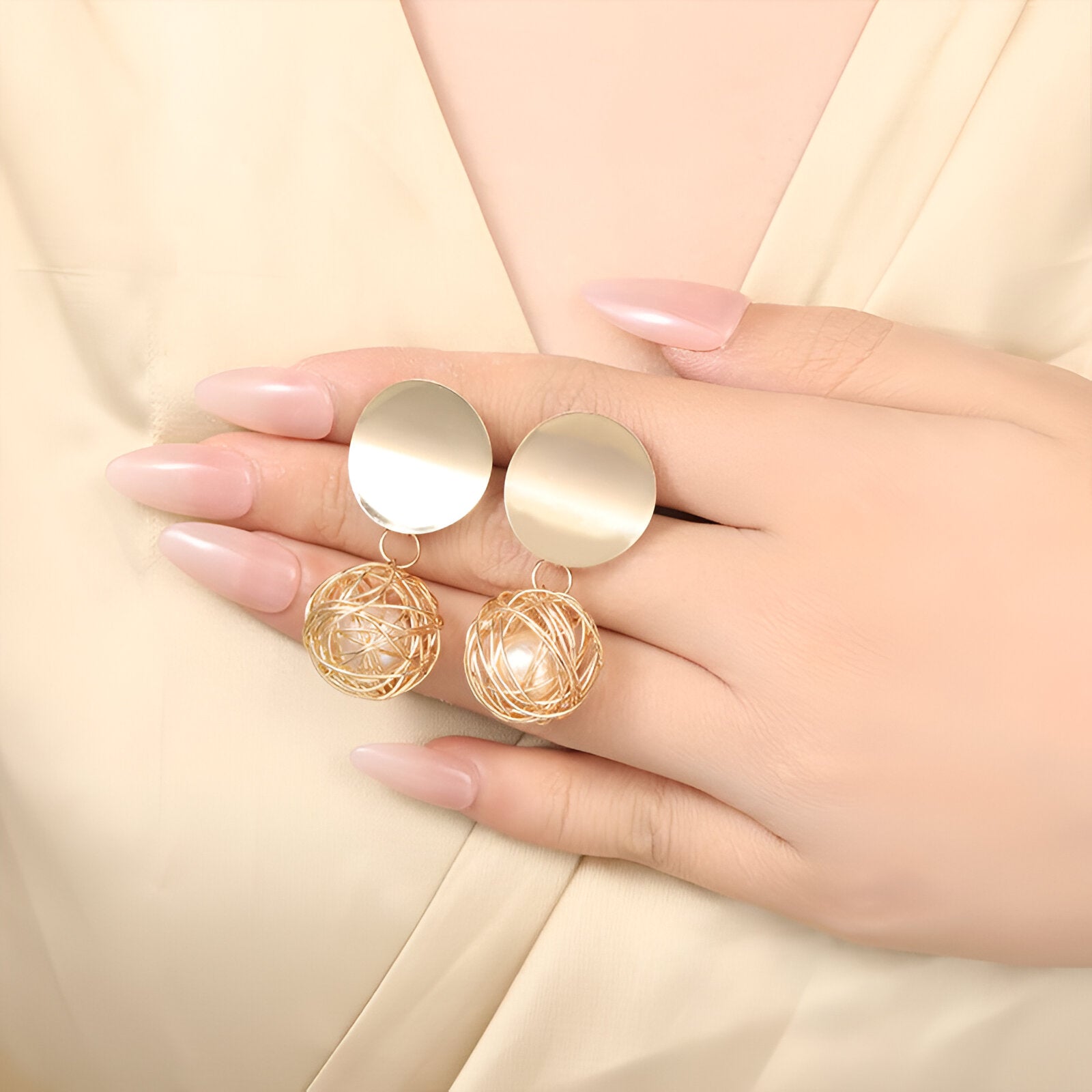 Double Disk Dangle Gold  Earings