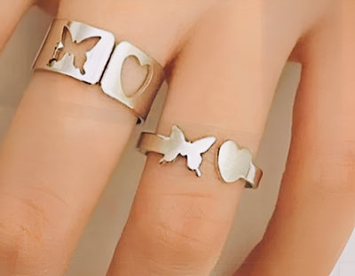 Heart & Butterfly Couple Ring Giftable