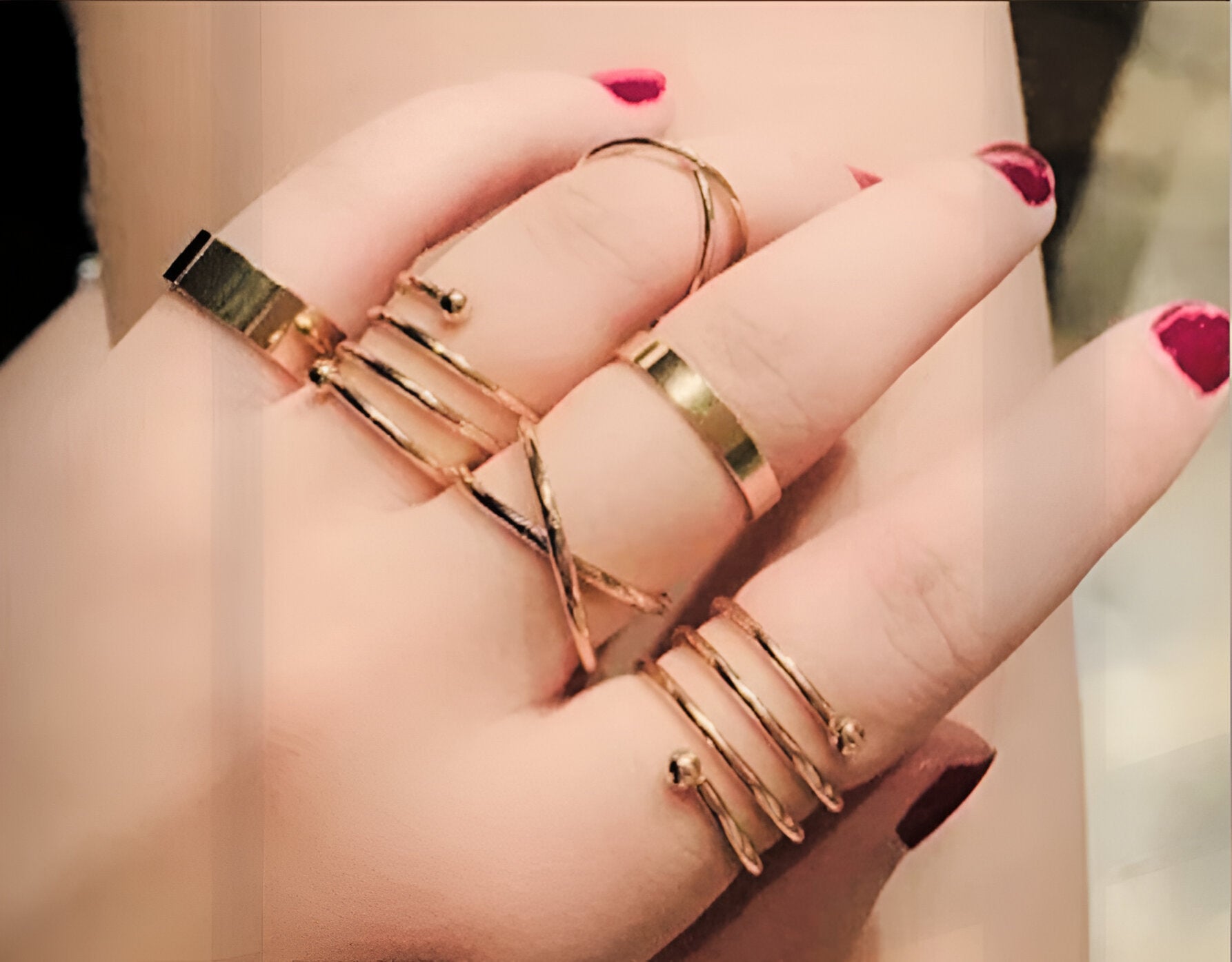 Golden Knuckle Ring Set - Trendy Korean Style (6 Pcs)