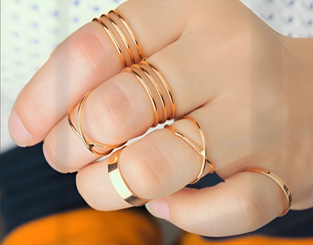 Golden Knuckle Ring Set - Trendy Korean Style (6 Pcs)