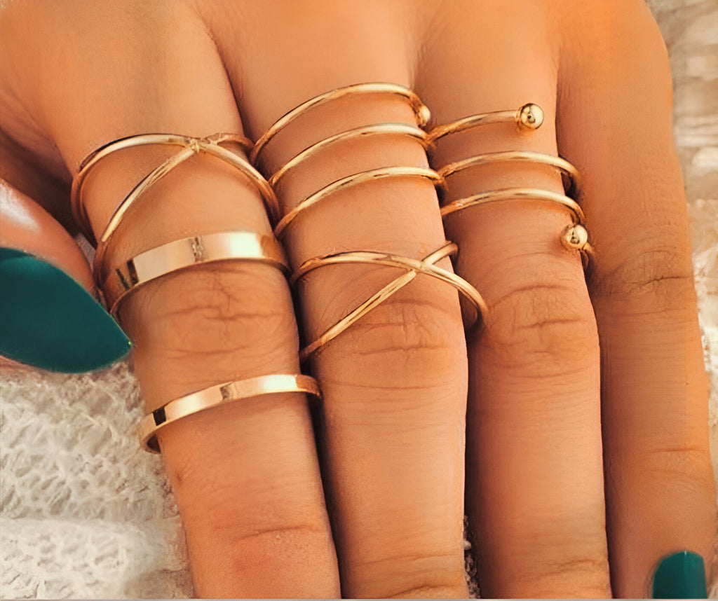 Golden Knuckle Ring Set - Trendy Korean Style (6 Pcs)