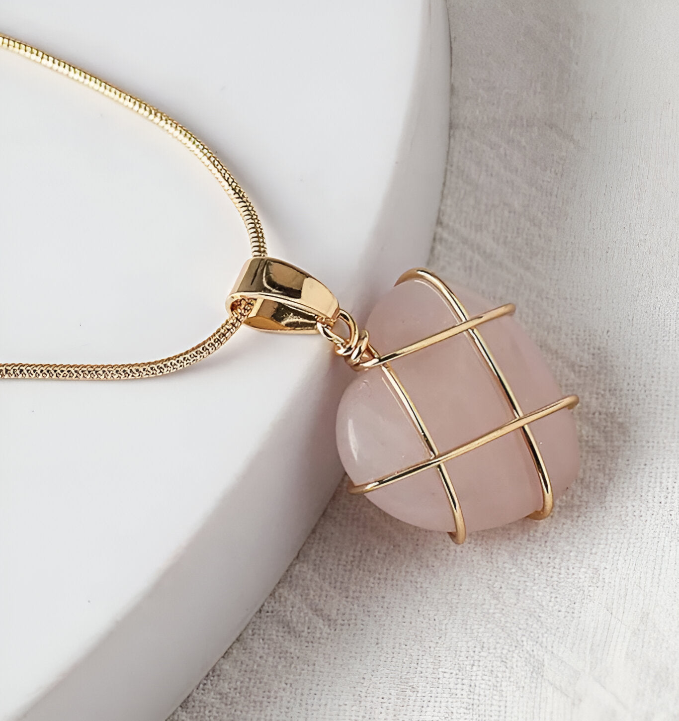 Lova Heart Crystal Stone Pendant Necklace