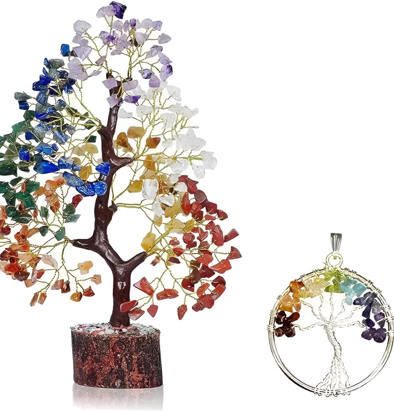Tree of Life Pendant with 7 Chakra Stones & Chain
