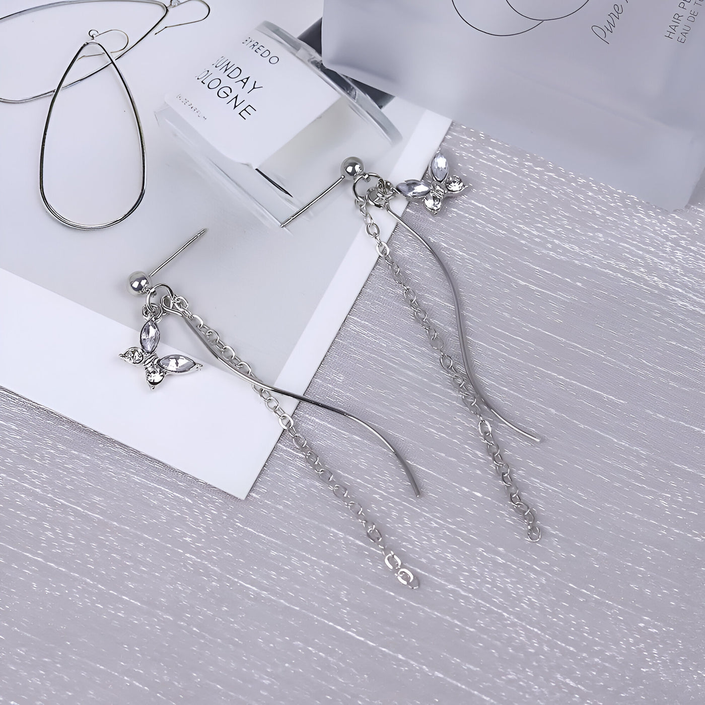 Elys Zircon Eye Tassel Earrings