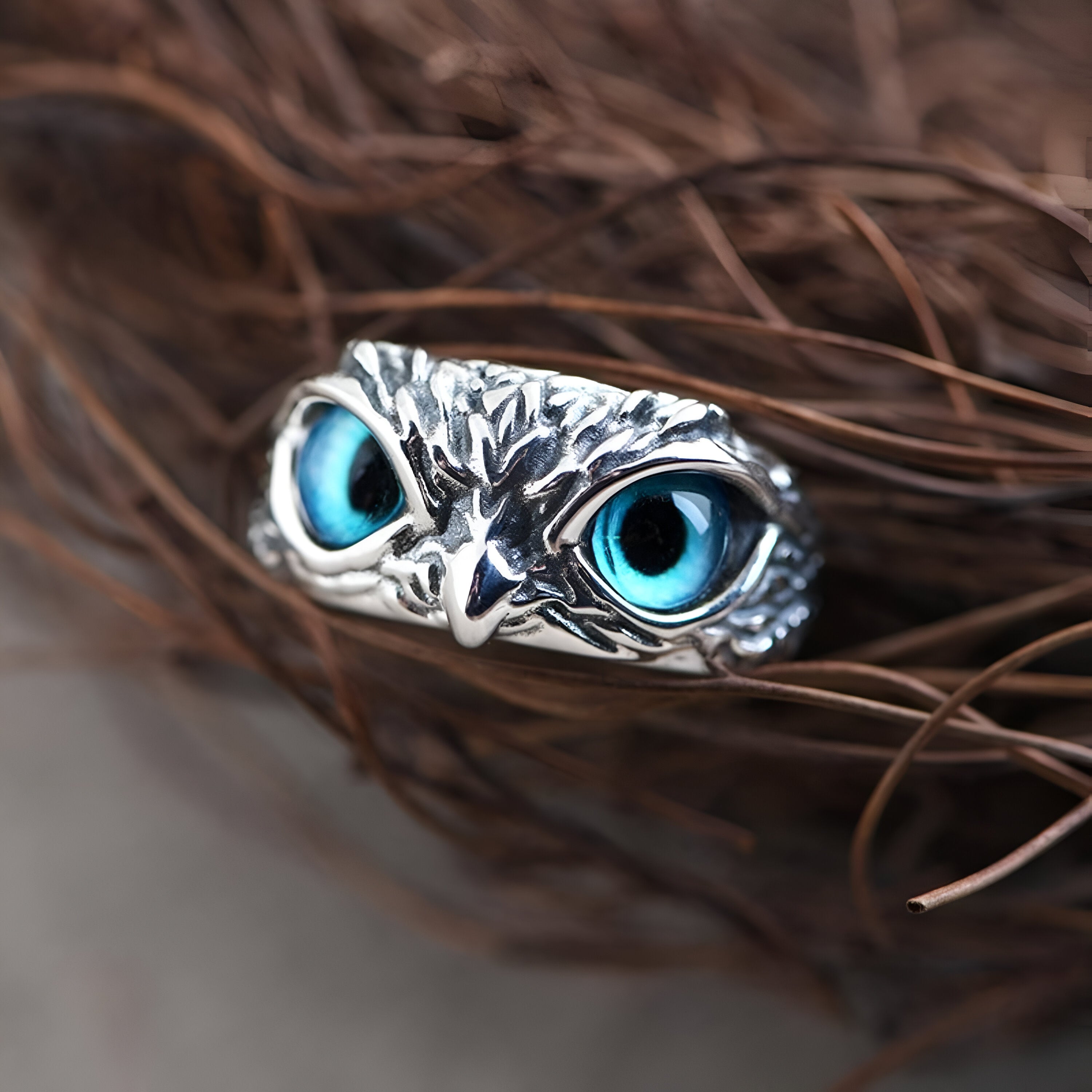 Silver-Plated Owl Ring