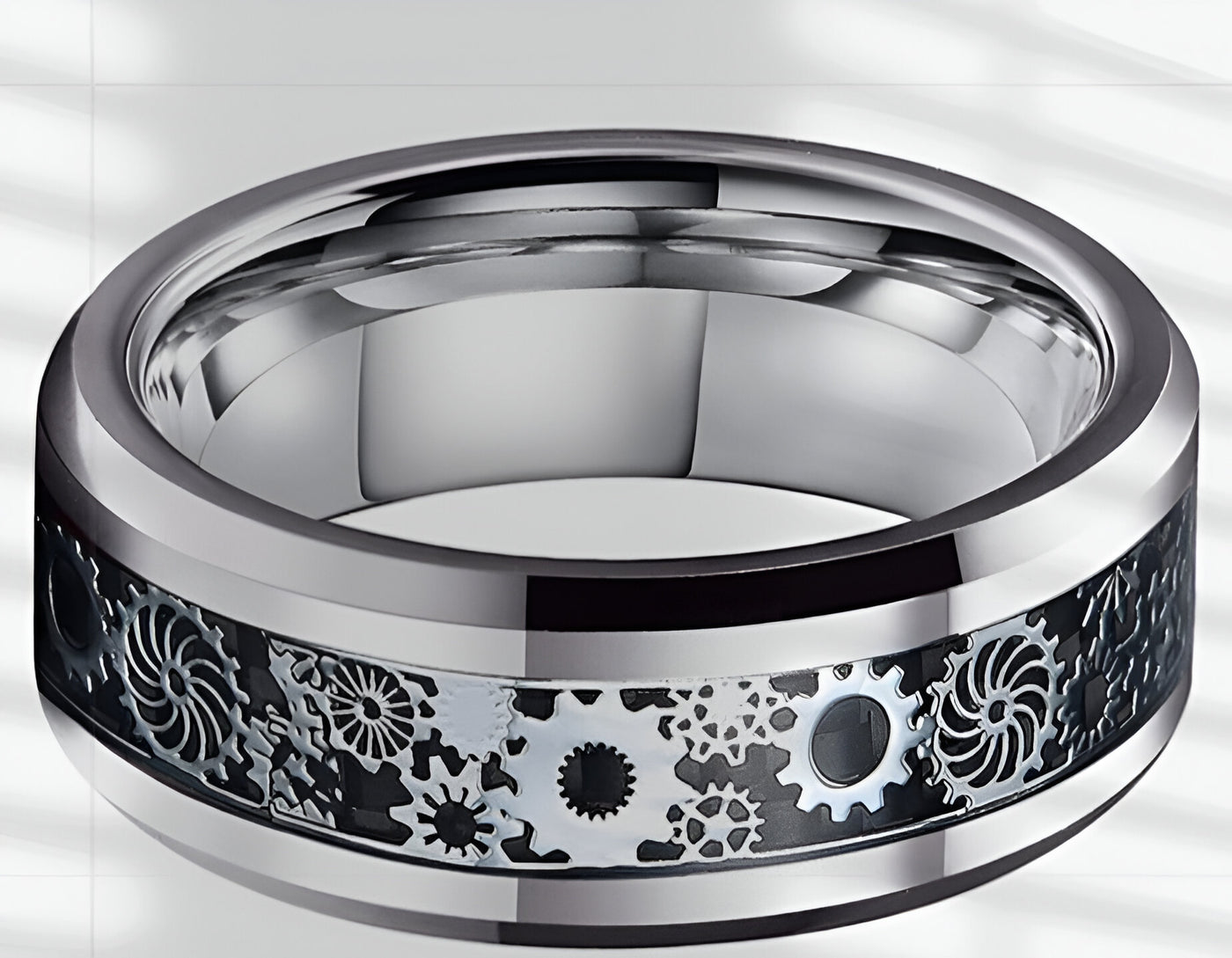 Luxurious Stainless Steel Mechanical Gear Ring