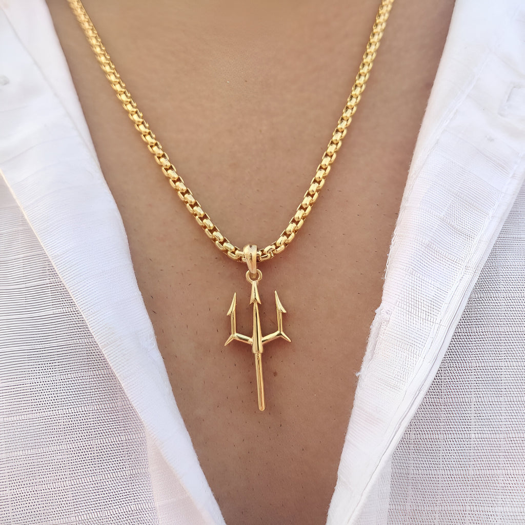 Trishul Gold Plated Pendant Chain