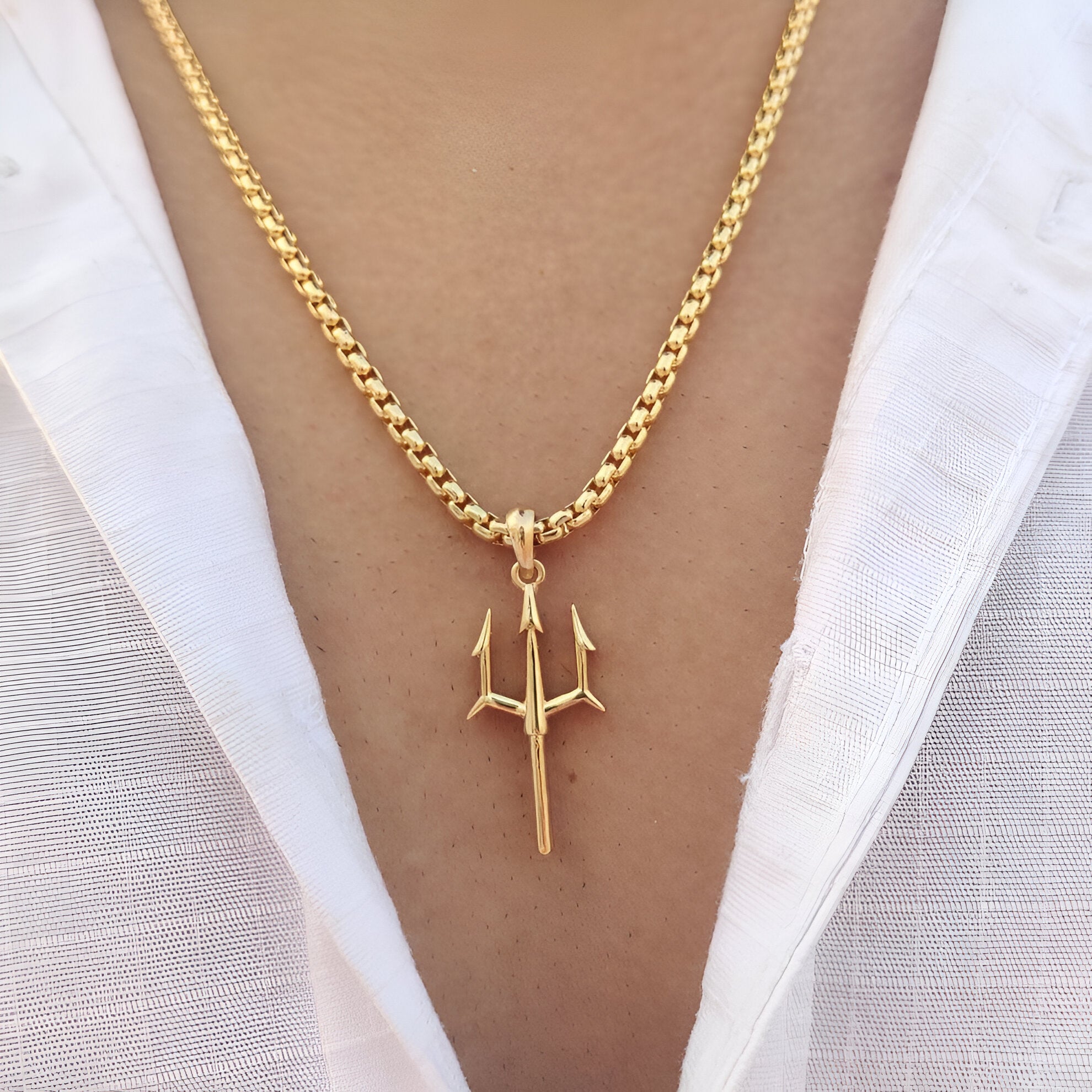 Trishul Gold Plated Pendant Chain