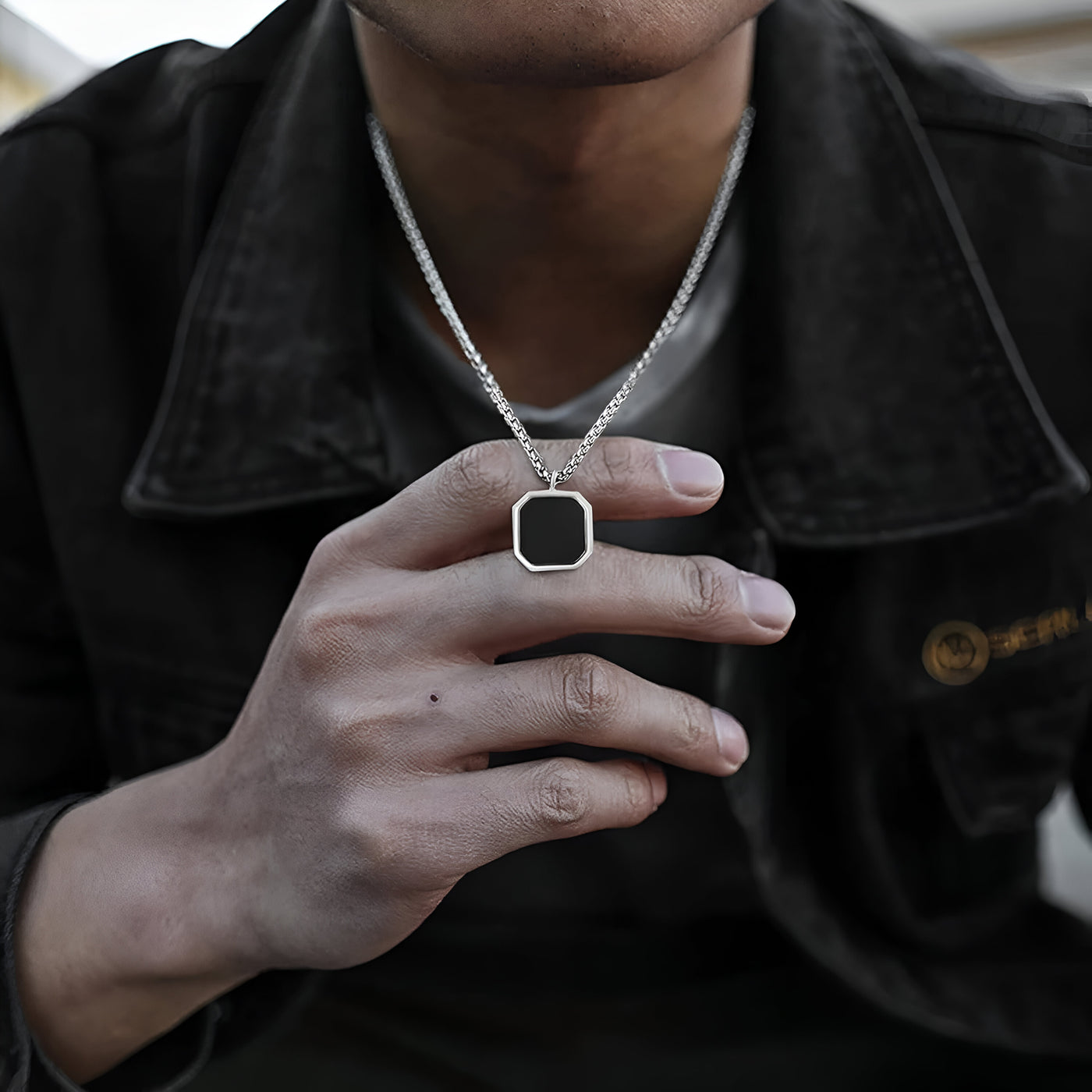 Pentagon Shape Silver  Pendant