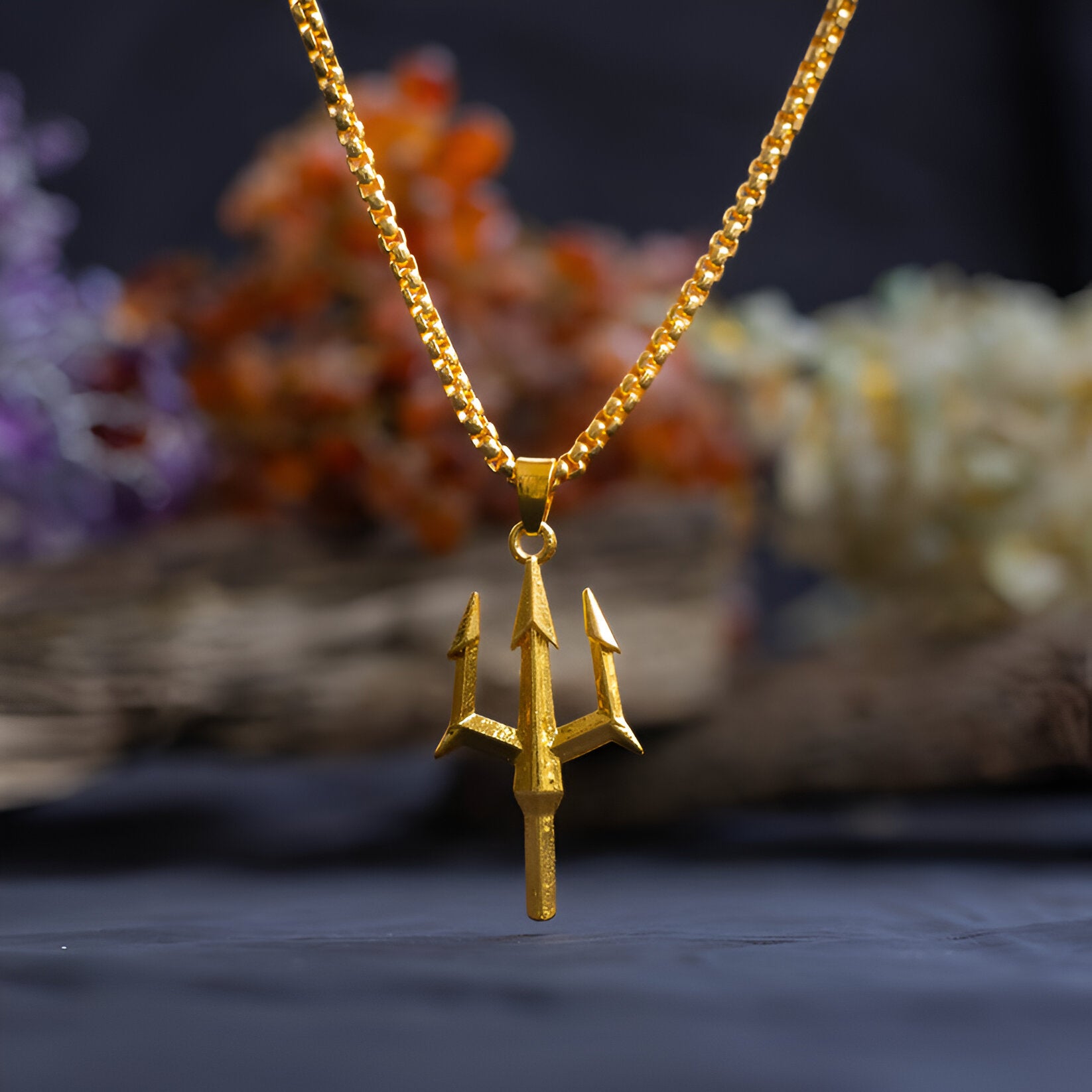 Trishul Gold Plated Pendant Chain